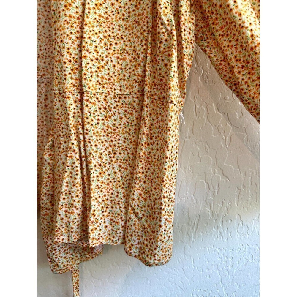 Old Navy Open Front Floral Blouse‎ Top Women's Size XXL Orange Tie-Waist - Picture 3 of 16
